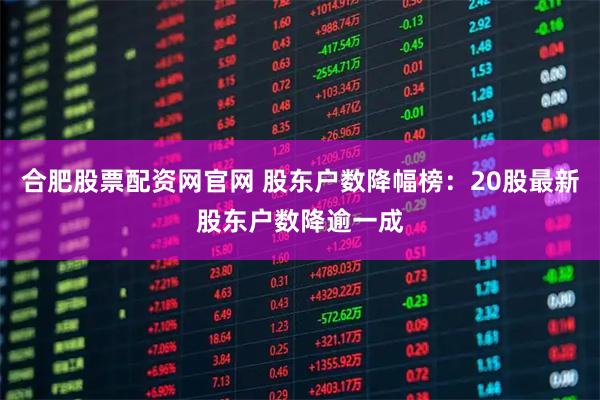 合肥股票配资网官网 股东户数降幅榜：20股最新股东户数降逾一成