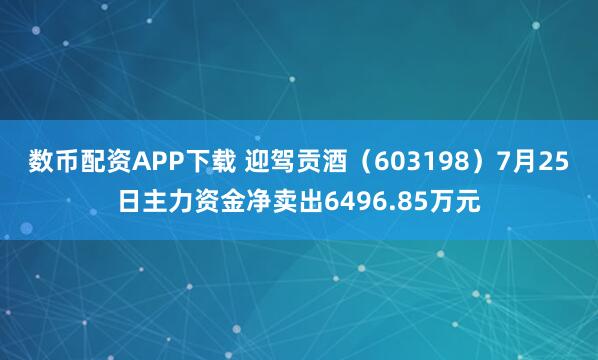 数币配资APP下载 迎驾贡酒（603198）7月25日主力资金净卖出6496.85万元