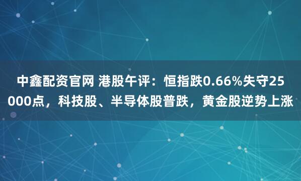 中鑫配资官网 港股午评：恒指跌0.66%失守25000点，科技股、半导体股普跌，黄金股逆势上涨