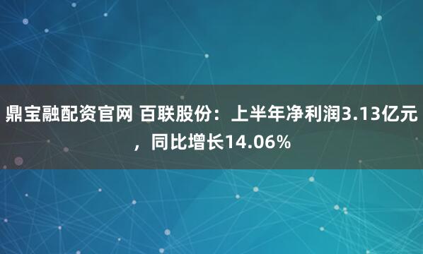 鼎宝融配资官网 百联股份：上半年净利润3.13亿元，同比增长14.06%