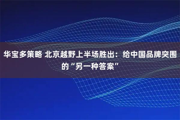 华宝多策略 北京越野上半场胜出：给中国品牌突围的“另一种答案”