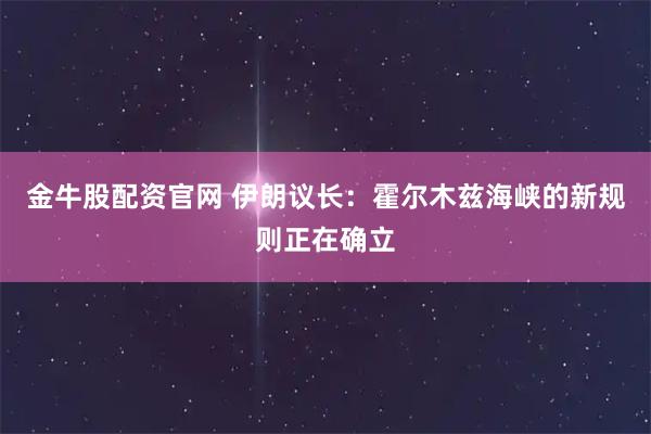 金牛股配资官网 伊朗议长：霍尔木兹海峡的新规则正在确立